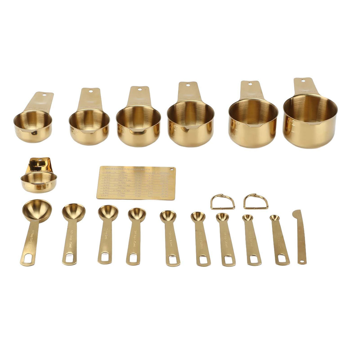 18PCS Measuring Cup Stainless Steel Gold Coffee Spoon Cup Set Baking Scale Measuring Scoop Cup Set