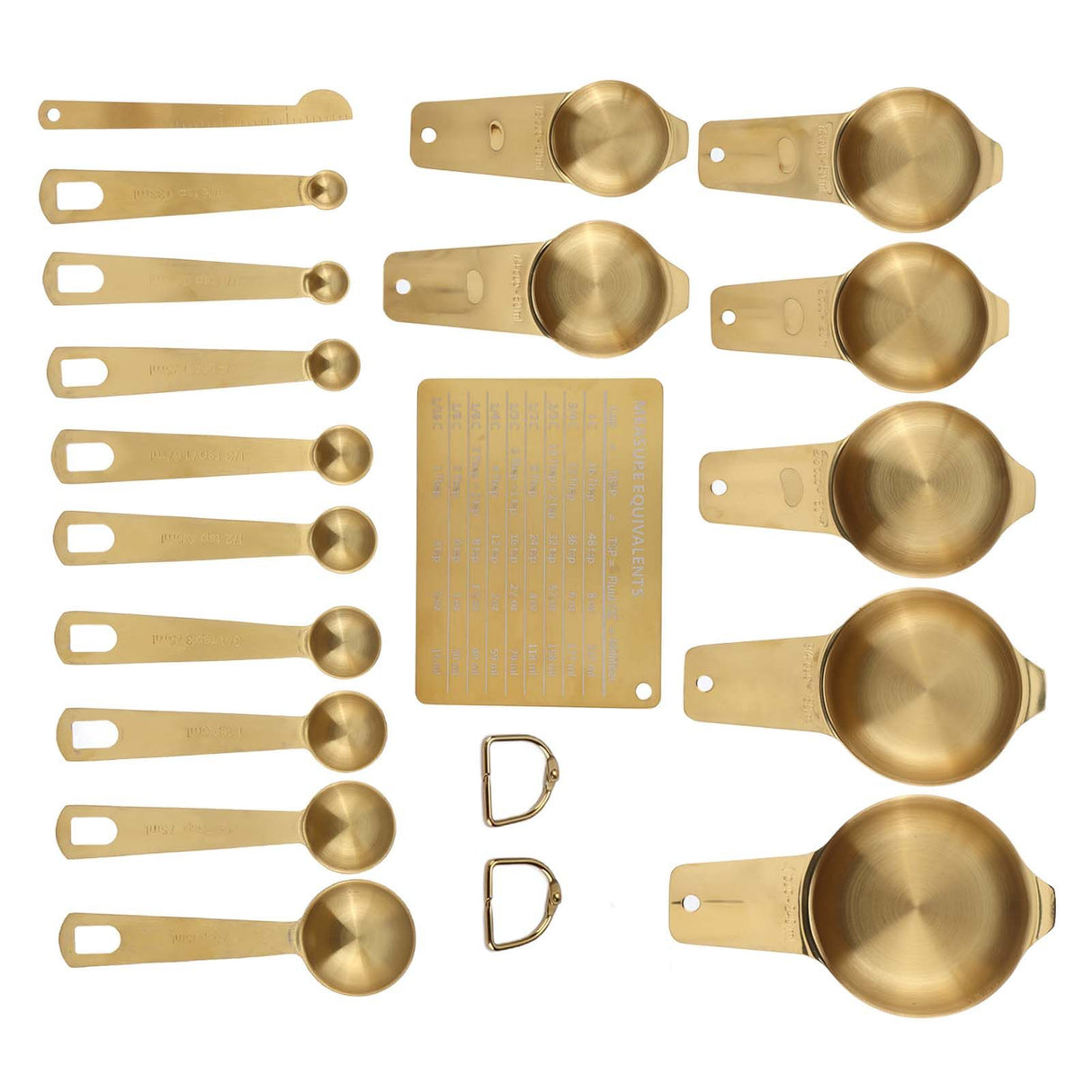 18PCS Measuring Cup Stainless Steel Gold Coffee Spoon Cup Set Baking Scale Measuring Scoop Cup Set