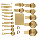 18PCS Measuring Cup Stainless Steel Gold Coffee Spoon Cup Set Baking Scale Measuring Scoop Cup Set