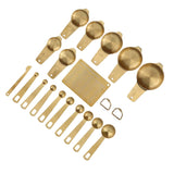 18PCS Measuring Cup Stainless Steel Gold Coffee Spoon Cup Set Baking Scale Measuring Scoop Cup Set