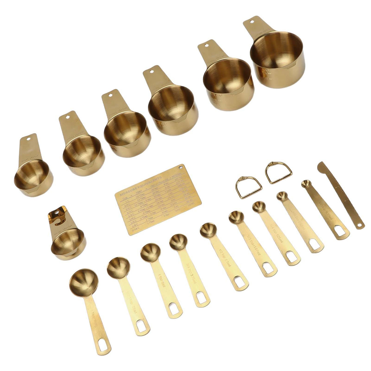18PCS Measuring Cup Stainless Steel Gold Coffee Spoon Cup Set Baking Scale Measuring Scoop Cup Set