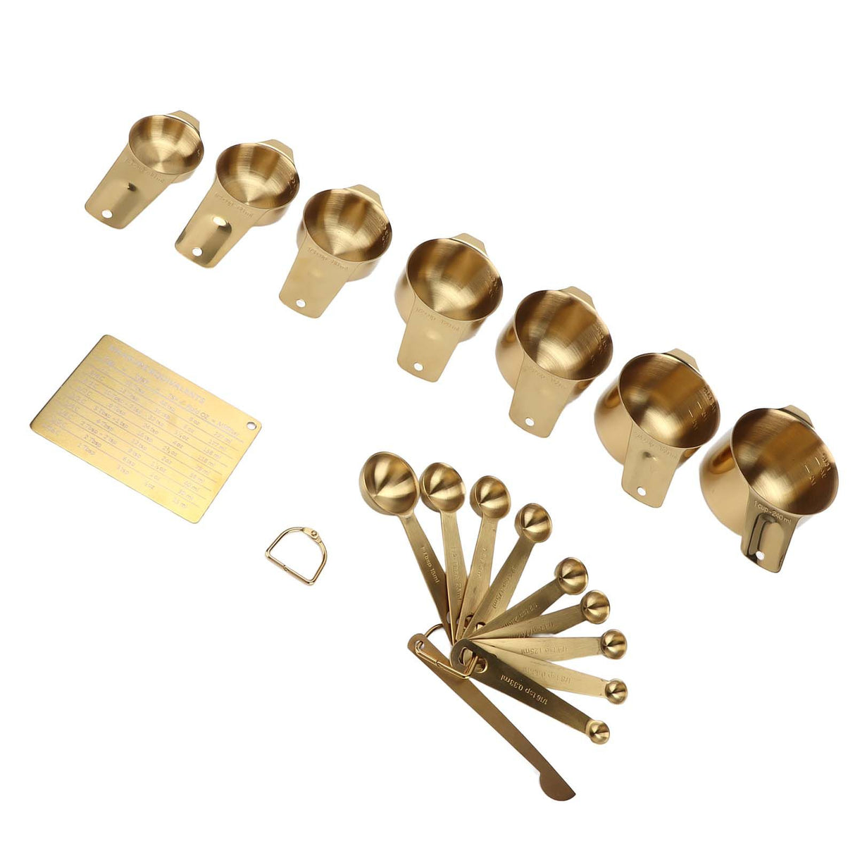 18PCS Measuring Cup Stainless Steel Gold Coffee Spoon Cup Set Baking Scale Measuring Scoop Cup Set