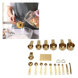 18PCS Measuring Cup Stainless Steel Gold Coffee Spoon Cup Set Baking Scale Measuring Scoop Cup Set - Extra Image
