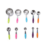 10Pcs/Set Stainless Steel Spoon Kitchen Baking Tools with Silicone Handle Removable Buckle