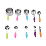 10Pcs/Set Stainless Steel Spoon Kitchen Baking Tools with Silicone Handle Removable Buckle