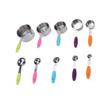 10Pcs/Set Stainless Steel Spoon Kitchen Baking Tools with Silicone Handle Removable Buckle