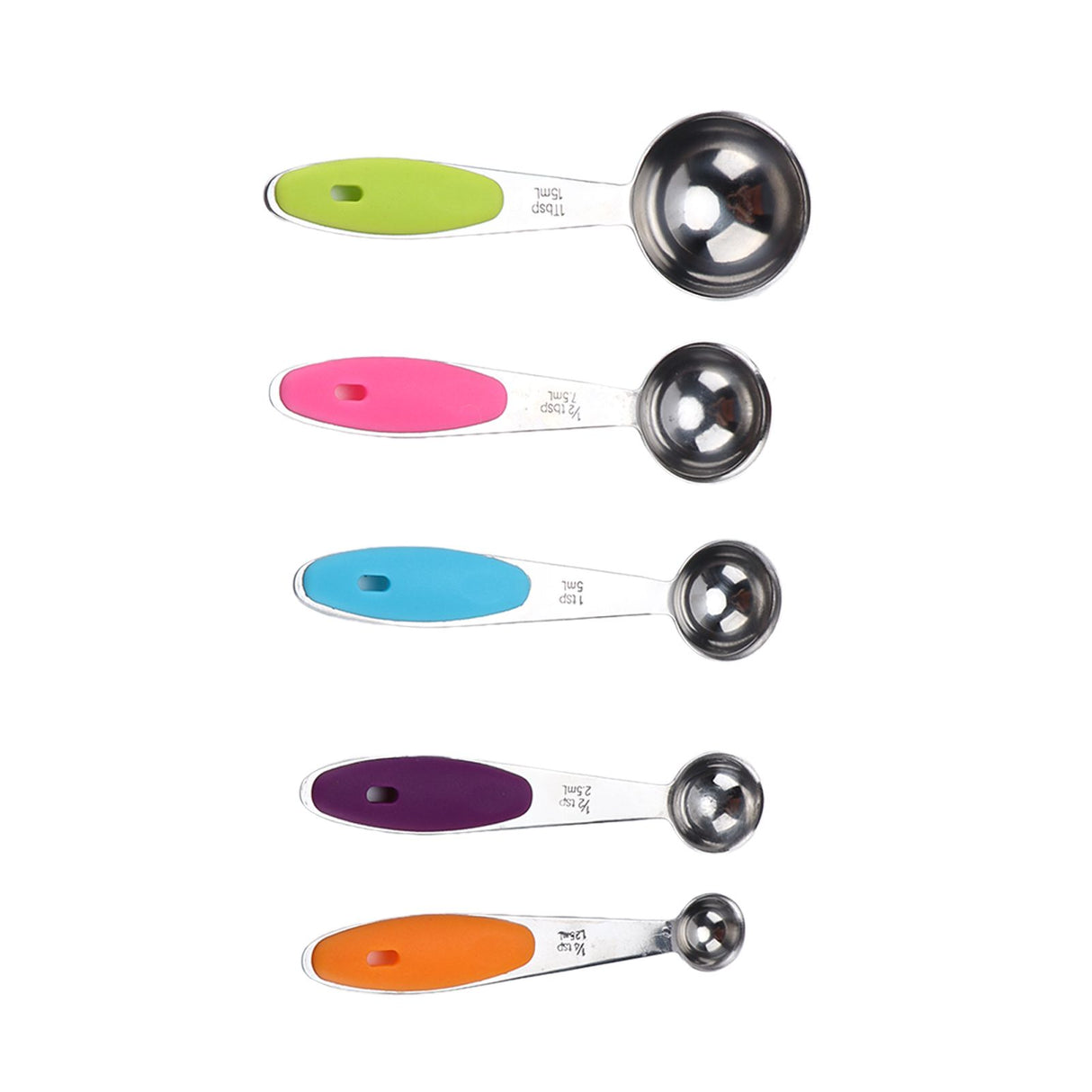 10Pcs/Set Stainless Steel Spoon Kitchen Baking Tools with Silicone Handle Removable Buckle