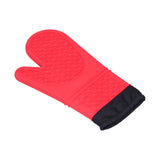 Silicone Oven Mitts with Cotton Heat Insulated Anti Scalding Baking Gloves for Home KitchenRed