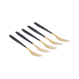 5PCS Fruit Fork Stainless Steel Dessert Fork Mini Food Cutlery Fork for Party RestaurantBlack Gold