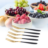 5PCS Fruit Fork Stainless Steel Dessert Fork Mini Food Cutlery Fork for Party RestaurantBlack Gold