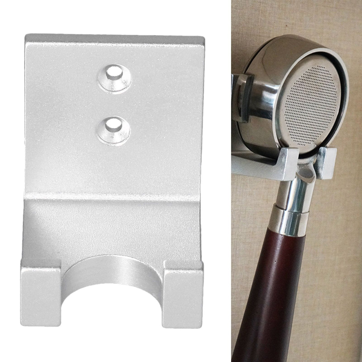 Bottomless Portafilter Rack Aluminum Alloy Viscose Perforated Dual Purpose Coffee Tamper Wall RackSilver