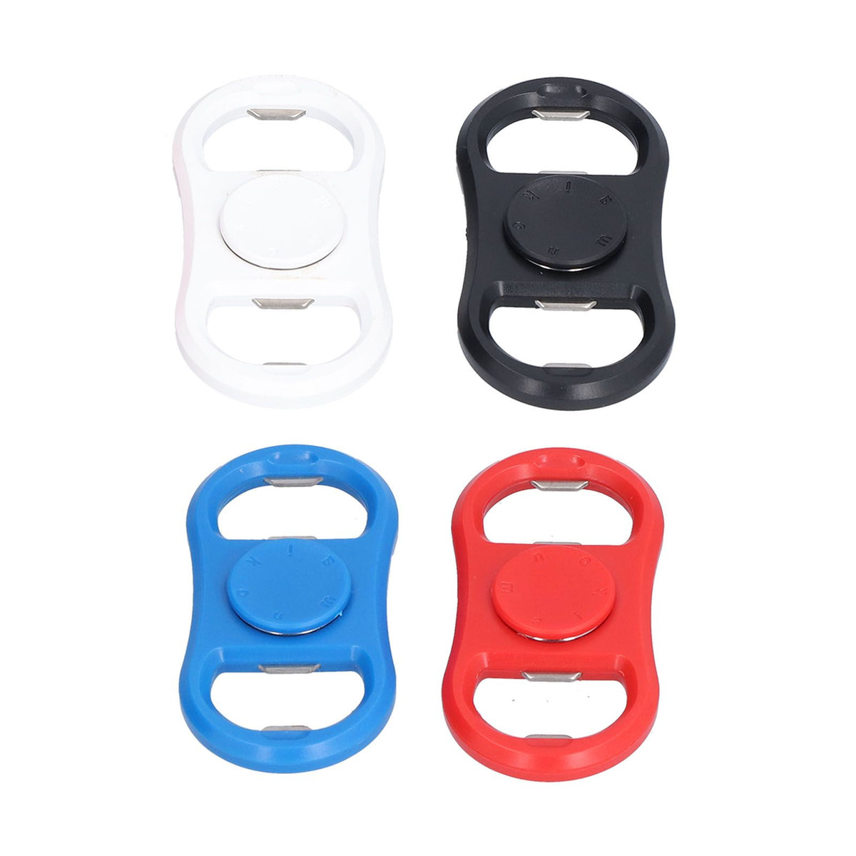 4Pcs Portable Manual Double Head Beer Bottle Opener Hand Decompression Toy Black White Blue Red