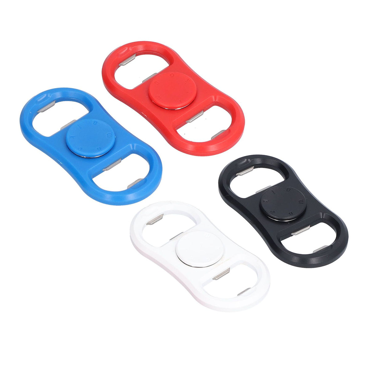 4Pcs Portable Manual Double Head Beer Bottle Opener Hand Decompression Toy Black White Blue Red