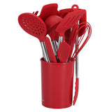 15PCS/Set Silicone Cooking Utensil Set with Stainless Steel Handle Kitchen Spatulas Spoon Cooking ToolsRed