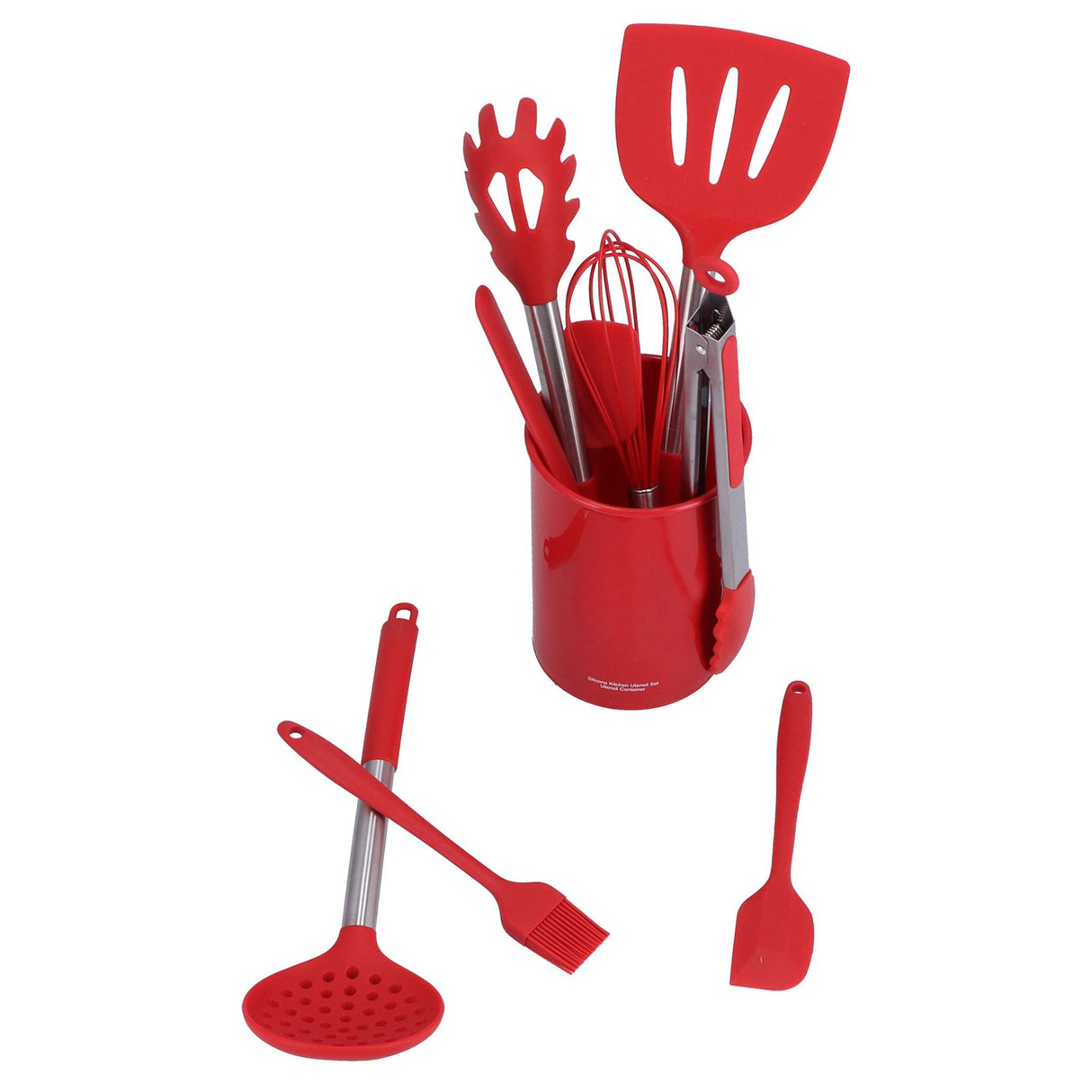 15PCS/Set Silicone Cooking Utensil Set with Stainless Steel Handle Kitchen Spatulas Spoon Cooking ToolsRed