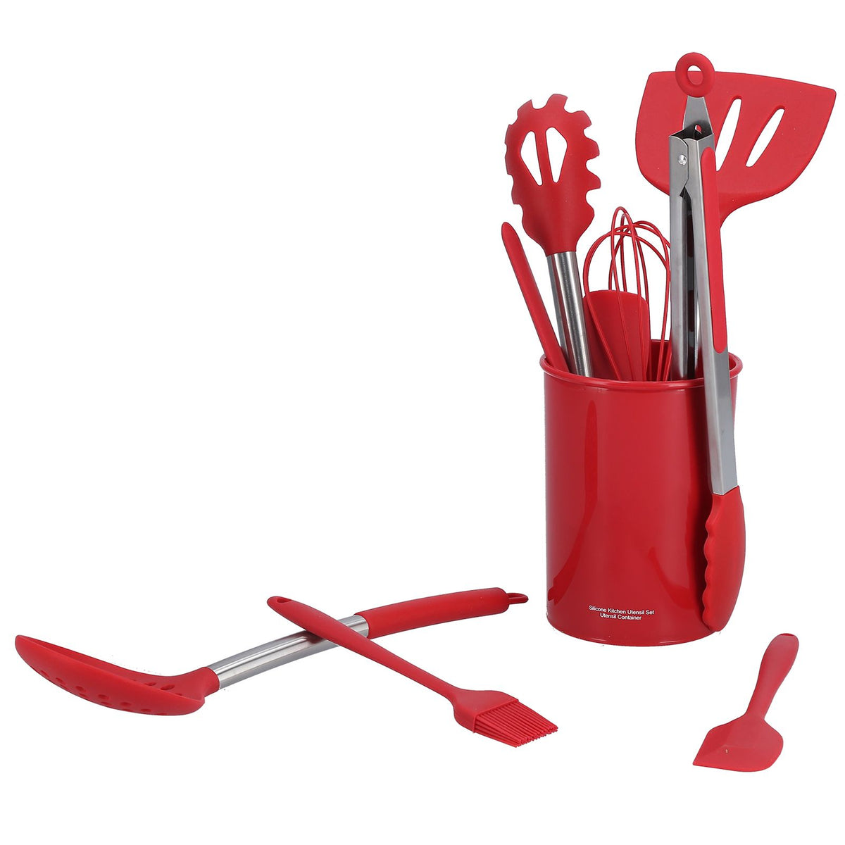 15PCS/Set Silicone Cooking Utensil Set with Stainless Steel Handle Kitchen Spatulas Spoon Cooking ToolsRed