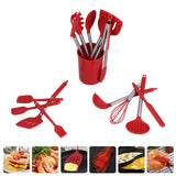 15PCS/Set Silicone Cooking Utensil Set with Stainless Steel Handle Kitchen Spatulas Spoon Cooking ToolsRed