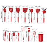 15PCS/Set Silicone Cooking Utensil Set with Stainless Steel Handle Kitchen Spatulas Spoon Cooking ToolsRed