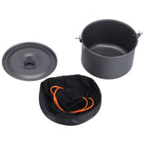 Outdoor Camping Pot Portable Aluminum Alloy Bonfire Hanging Pot with Lid Storage Bag for 6‑8 People - Front View
