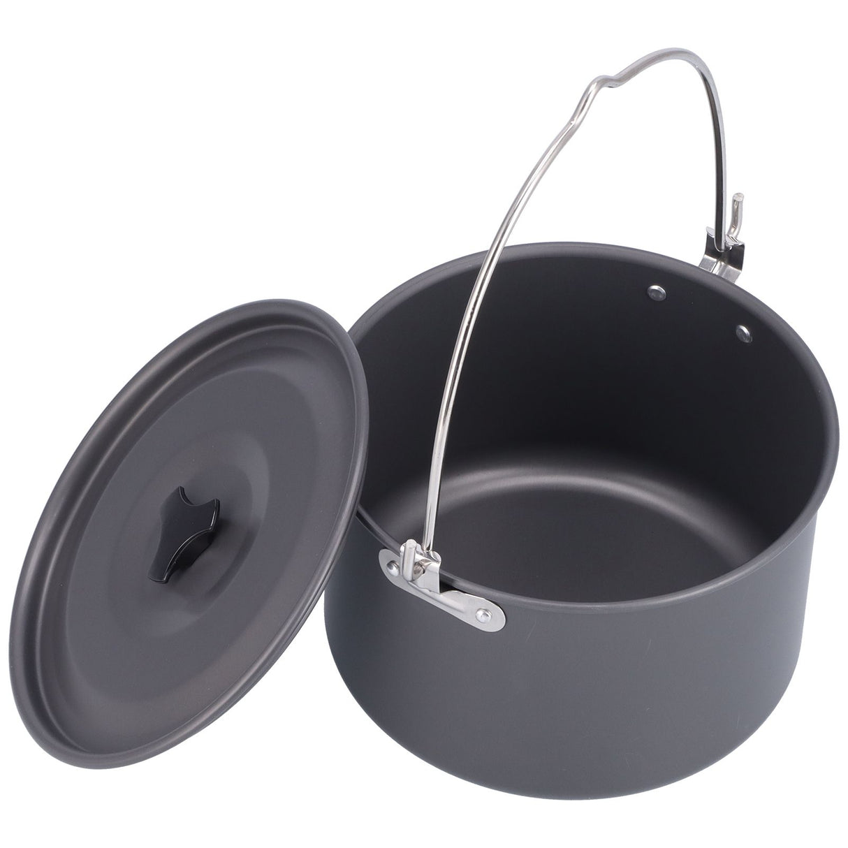 Outdoor Camping Pot Portable Aluminum Alloy Bonfire Hanging Pot with Lid Storage Bag for 6‑8 People