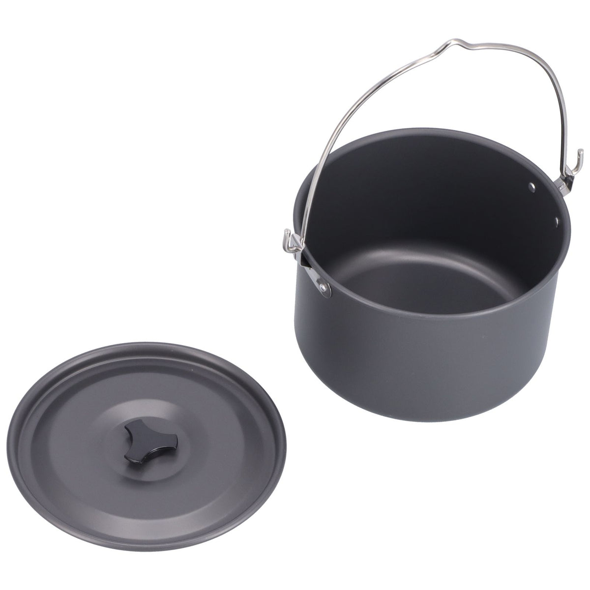 Outdoor Camping Pot Portable Aluminum Alloy Bonfire Hanging Pot with Lid Storage Bag for 6‑8 People