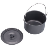 Outdoor Camping Pot Portable Aluminum Alloy Bonfire Hanging Pot with Lid Storage Bag for 6‑8 People