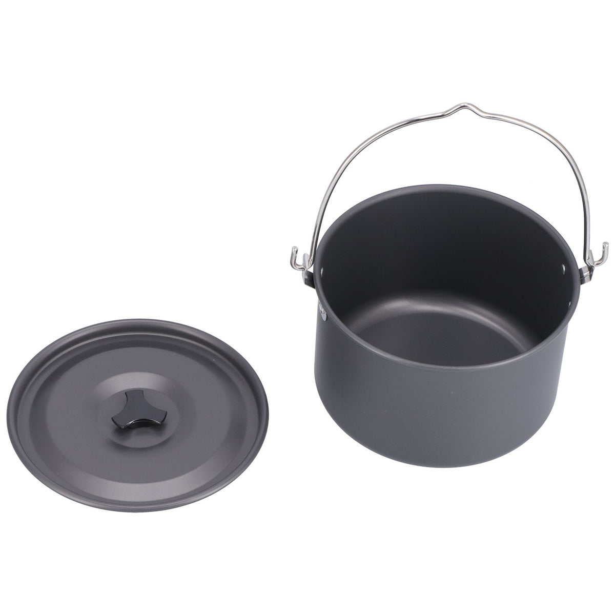 Outdoor Camping Pot Portable Aluminum Alloy Bonfire Hanging Pot with Lid Storage Bag for 6‑8 People