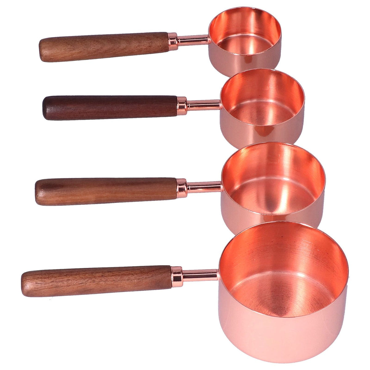 4Pcs Measuring Cups and Spoons Set with Copper Plated Handle Baking Tool for Kitchen