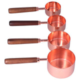 4Pcs Measuring Cups and Spoons Set with Copper Plated Handle Baking Tool for Kitchen - Front View