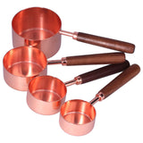 4Pcs Measuring Cups and Spoons Set with Copper Plated Handle Baking Tool for Kitchen - Side View