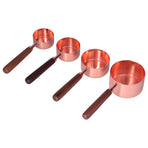 4Pcs Measuring Cups and Spoons Set with Copper Plated Handle Baking Tool for Kitchen