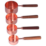 4Pcs Measuring Cups and Spoons Set with Copper Plated Handle Baking Tool for Kitchen - Close-Up Angle
