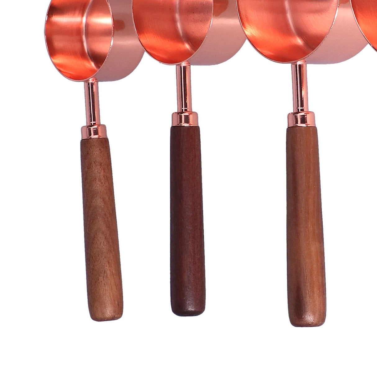 4Pcs Measuring Cups and Spoons Set with Copper Plated Handle Baking Tool for Kitchen