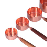 4Pcs Measuring Cups and Spoons Set with Copper Plated Handle Baking Tool for Kitchen