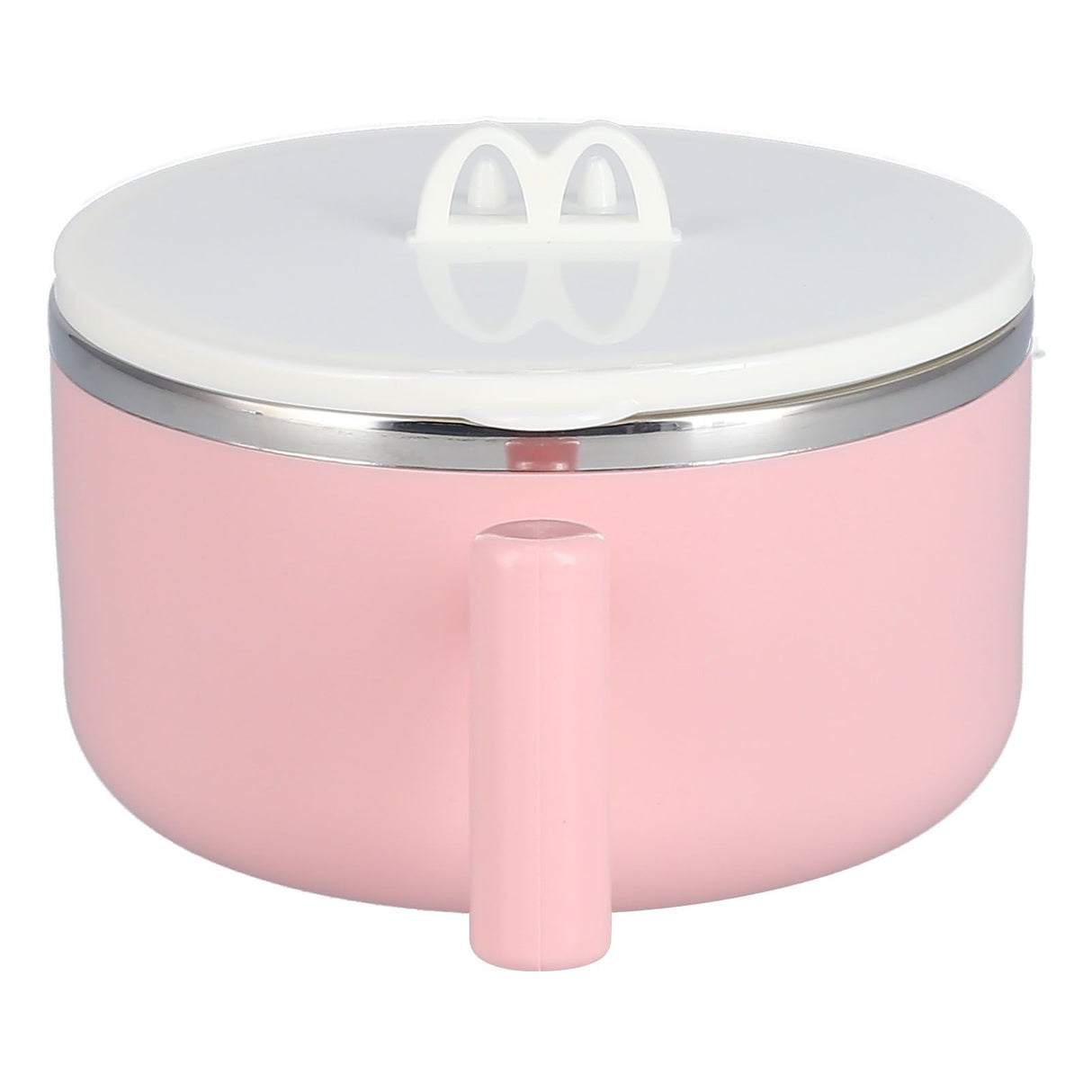 Stainless Steel Noodle Bowl Set Food Storage Container Portable Soup Snack Bowl with Lid(Pink Tableware )