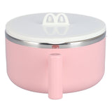 Stainless Steel Noodle Bowl Set Food Storage Container Portable Soup Snack Bowl with Lid(Pink Tableware ) - Top-Down View