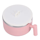 Stainless Steel Noodle Bowl Set Food Storage Container Portable Soup Snack Bowl with Lid(Pink Tableware ) - Low Angle