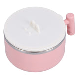 Stainless Steel Noodle Bowl Set Food Storage Container Portable Soup Snack Bowl with Lid(Pink Tableware )
