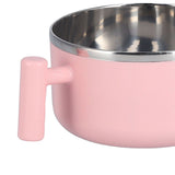 Stainless Steel Noodle Bowl Set Food Storage Container Portable Soup Snack Bowl with Lid(Pink Tableware )