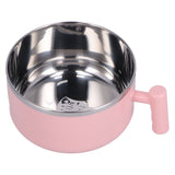 Stainless Steel Noodle Bowl Set Food Storage Container Portable Soup Snack Bowl with Lid(Pink Tableware )