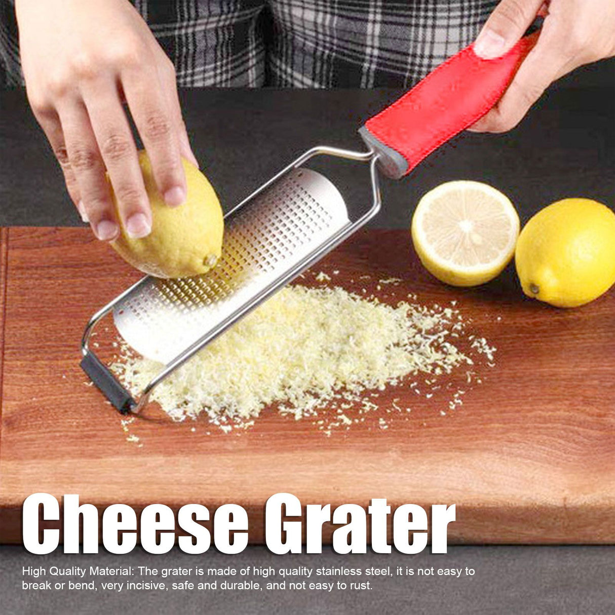 Stainless Steel Cheese Grater Multifucntional Lemon Chocolate Zester with Non Slip HandleFine Teeth
