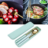 Portable Cutlery Set Stainless Steel Tableware Anti Corrosion Non Slip Anti Fading Chopsticks Spoon for Outdoor OfficeWhite Gold
