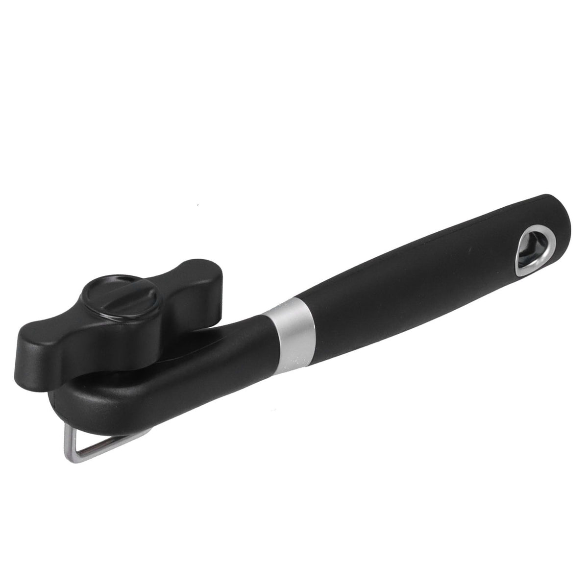 Manual Can Opener Stainless Steel Bottle Opener with Smooth Edge and Non Slip Handle Black for KitchenStraight Handle K3