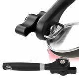 Manual Can Opener Stainless Steel Bottle Opener with Smooth Edge and Non Slip Handle Black for KitchenStraight Handle K3