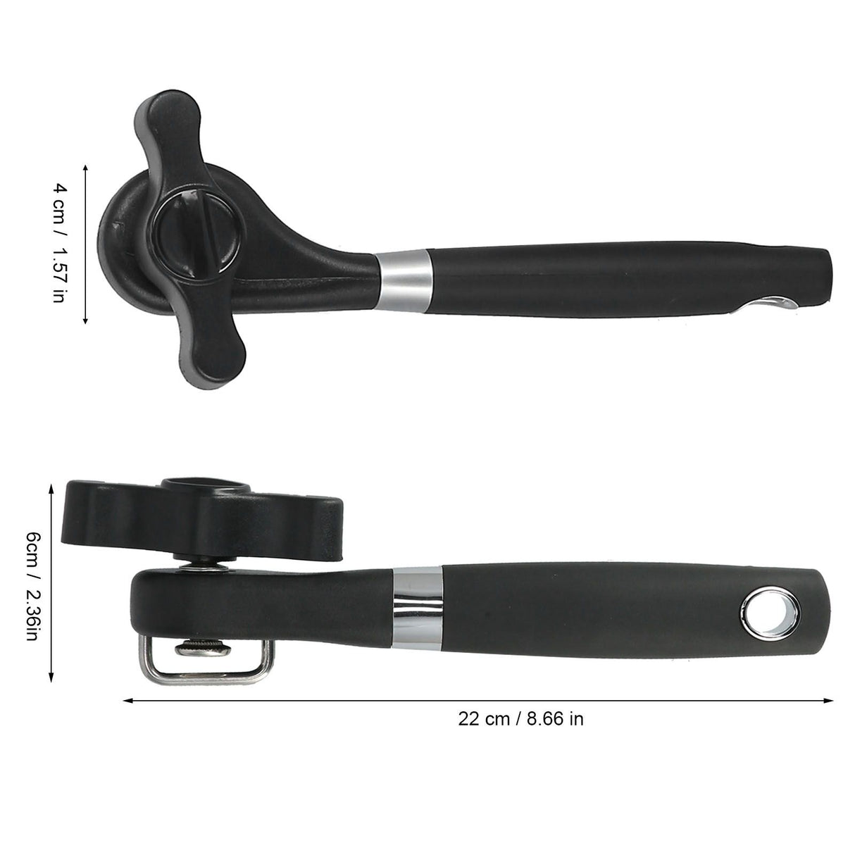 Manual Can Opener Stainless Steel Bottle Opener with Smooth Edge and Non Slip Handle Black for KitchenStraight Handle K3