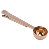 Stainless Steel Coffee Clip Spoon Multifunctional Milk Powder Measuring Spoon for HomeRose Gold - Rear View