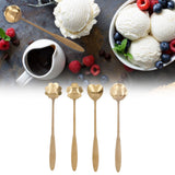 4PCS Mixing Spoon Flower Heart Shaped Coffee Spoon Stainless Steel Desert Scoop Ice Tea SpoonGold - Extra Image