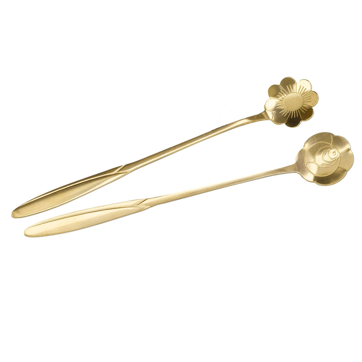4PCS Mixing Spoon Flower Heart Shaped Coffee Spoon Stainless Steel Desert Scoop Ice Tea SpoonGold