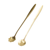 4PCS Mixing Spoon Flower Heart Shaped Coffee Spoon Stainless Steel Desert Scoop Ice Tea SpoonGold - Extra Image