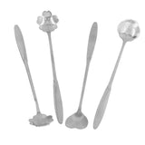 4PCS Mixing Spoon Flower Heart Shaped Coffee Spoon Stainless Steel Desert Scoop Ice Tea SpoonSilver - Side View
